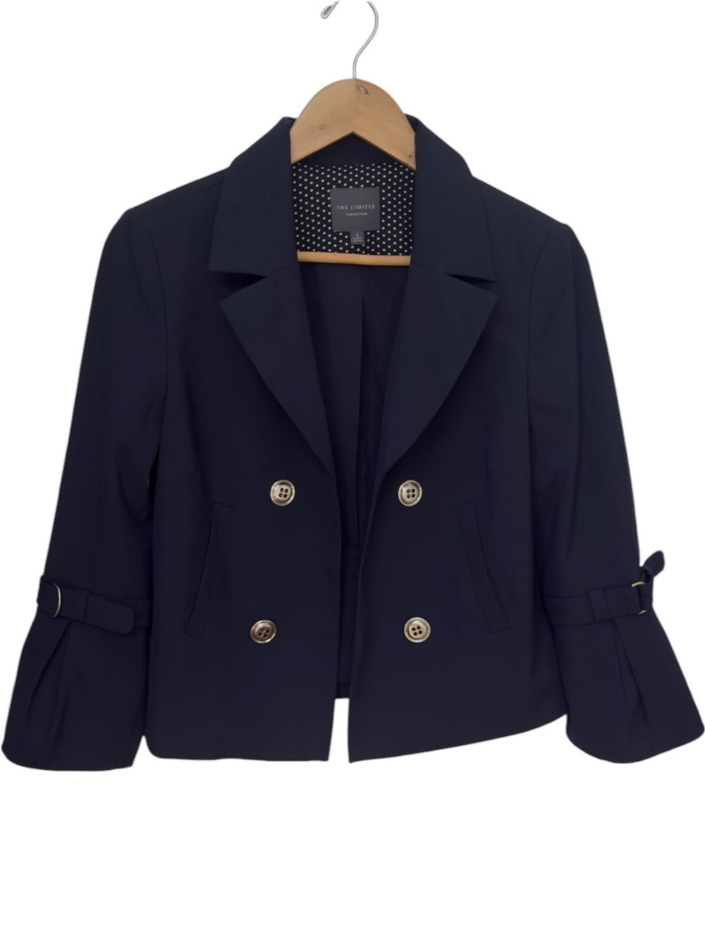 The Limited Collection Blue Open Front Button Detail Collared Blazer Jacket. 2.